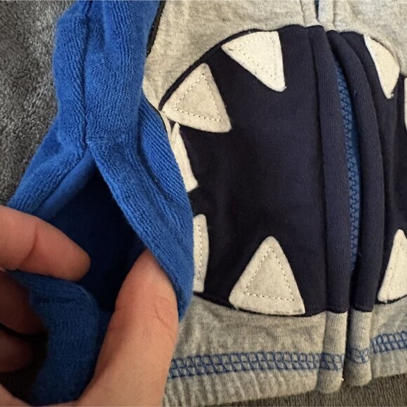 Hanna Andersson Baby Sunsoft Terry Shark Hoodie Size 6-12M Blue Swim Cover up - Picture 4 of 9